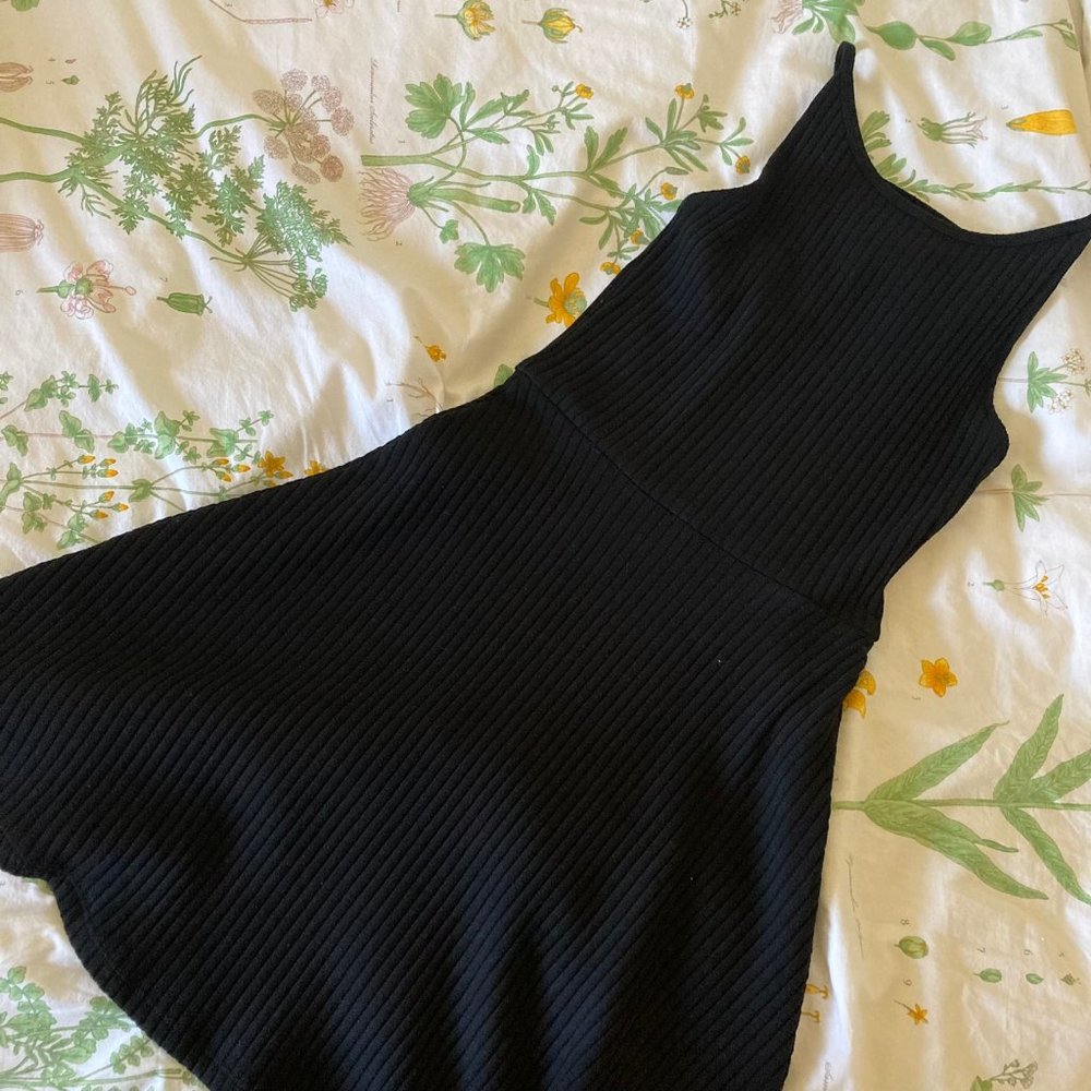 topshop - strappy black ribbed skater dress